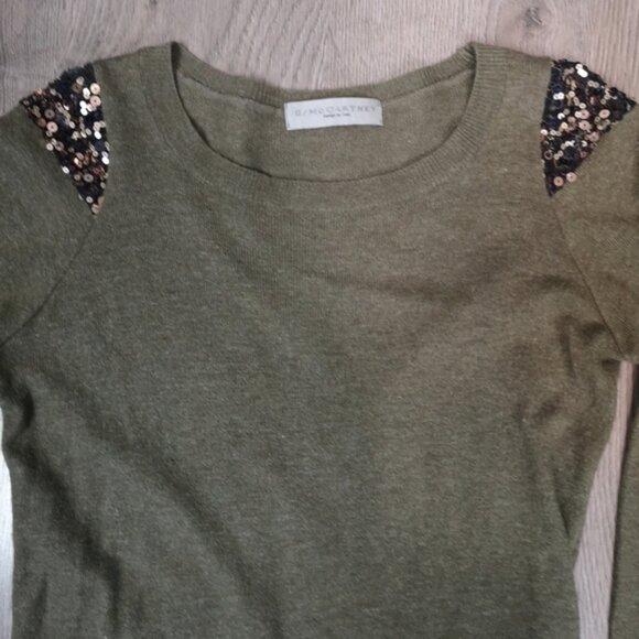 00s vintage Stella Mc Cartney ARMY GREEN & BRONZE sequins sweater - Picture 2 of 8